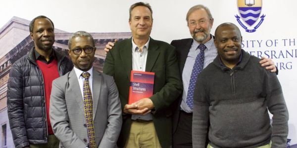 Professor Mitchell Gohnert with guest speakers at Shell Structures Book Launch_600x300 px